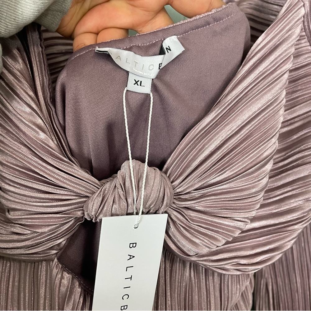 Baltic Born Amani Pleated Midi Dress in Lilac Purple Women Size XL Back Tie - Picture 10 of 11